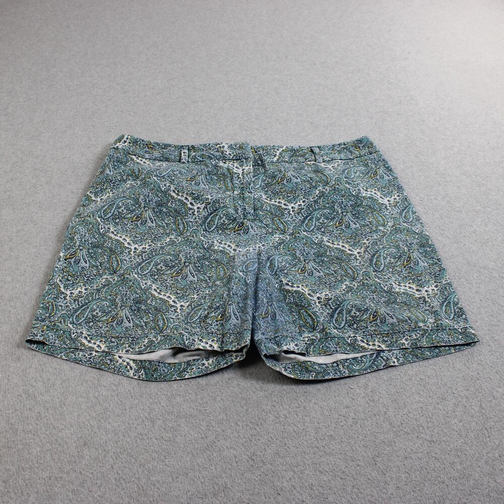 Talbots Shorts Women 16 Blue Paisley Chino Heritage Twill Stretch Summer